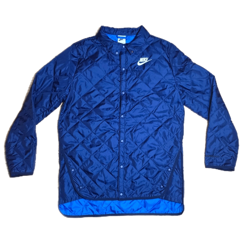 Nike Sportswear Synthetic Fill Quilted Blue Jacket Therma Fit Snap Kids XL EUC